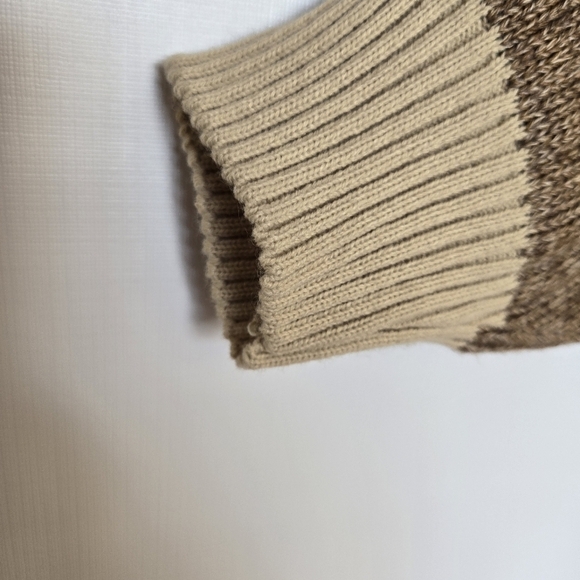 CARDIGAN SWEATER MENS BROWN TAN KNIT ZIPPER CLOSURE (XL) - Picture 8 of 10